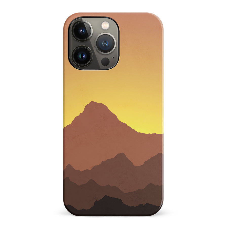 iPhone 14 Pro Mountains Silhouettes Phone Case in Gold