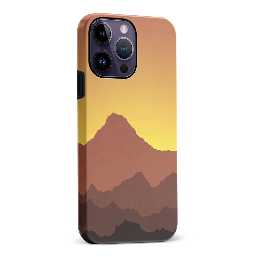 iPhone 14 Pro Max Mountains Silhouettes Phone Case in Gold