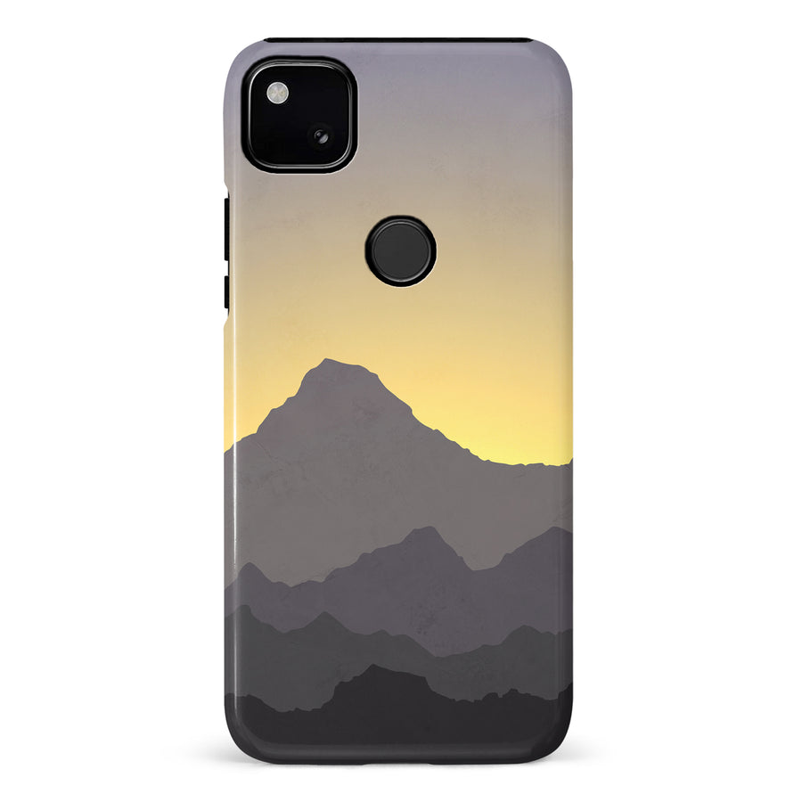 Google Pixel 4A Mountains Silhouettes Phone Case in Purple