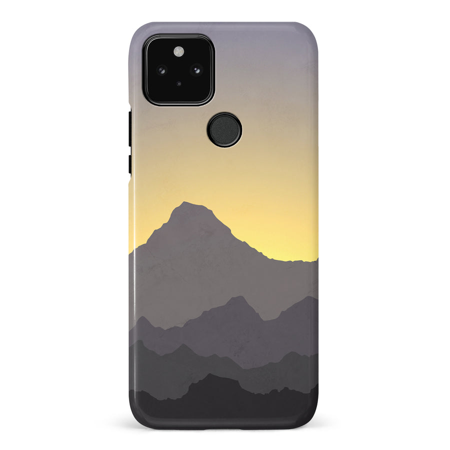 Google Pixel 5 Mountains Silhouettes Phone Case in Purple
