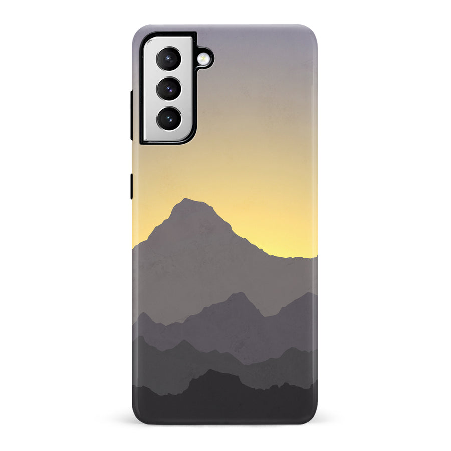 Samsung Galaxy S21 Mountains Silhouettes Phone Case in Purple