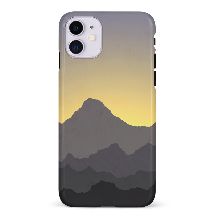 iPhone 11 Mountains Silhouettes Phone Case in Purple