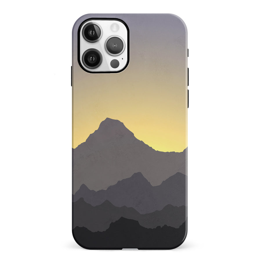 iPhone 12 Mountains Silhouettes Phone Case in Purple