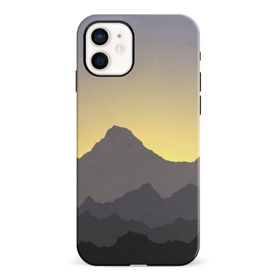 iPhone 12 Mini Mountains Silhouettes Phone Case in Purple
