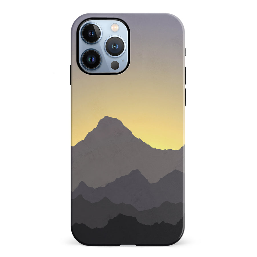 iPhone 12 Pro Mountains Silhouettes Phone Case in Purple