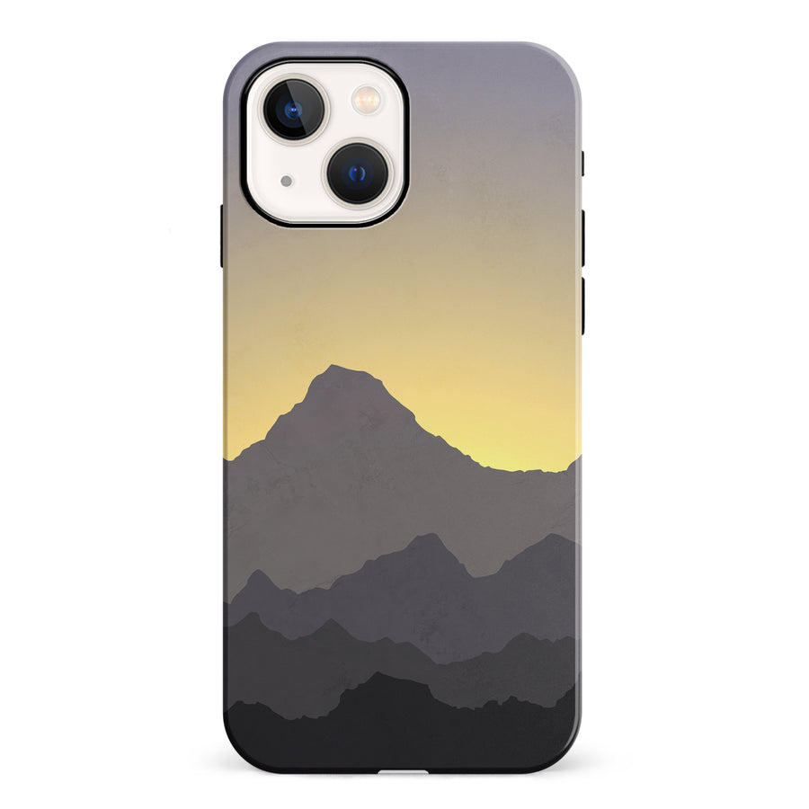 iPhone 13 Mountains Silhouettes Phone Case in Purple