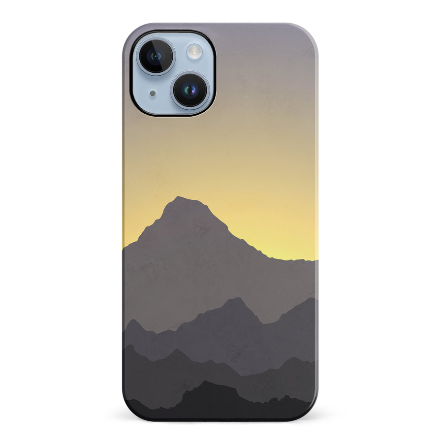 iPhone 14 Plus Mountains Silhouettes Phone Case in Purple