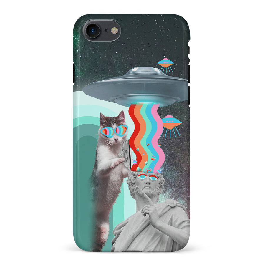 iPhone 7/8/SE Roman Cats in Space Psychedelic Phone Case