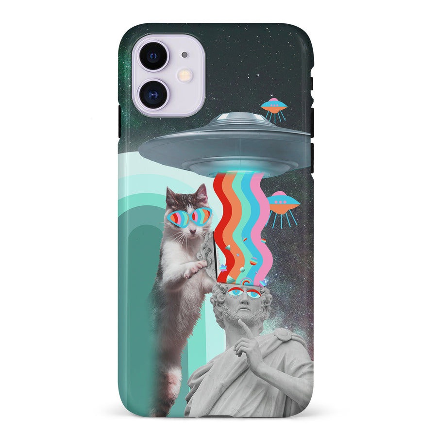 iPhone 11 Roman Cats in Space Psychedelic Phone Case