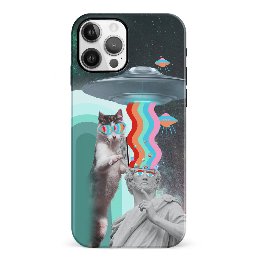 iPhone 12 Roman Cats in Space Psychedelic Phone Case