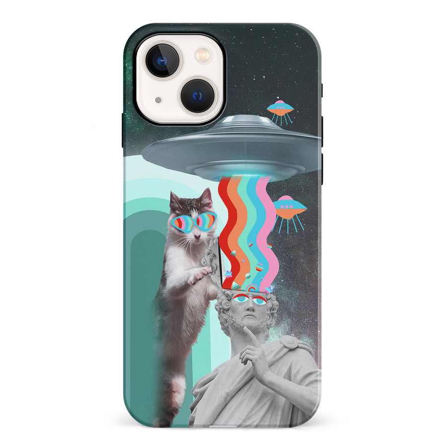 iPhone 13 Roman Cats in Space Psychedelic Phone Case