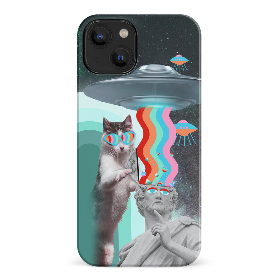 iPhone 14 Roman Cats in Space Psychedelic Phone Case