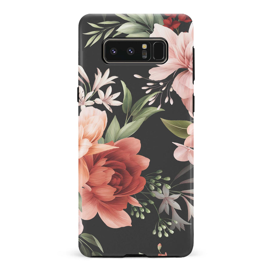 Samsung Galaxy Note 8 Peonies Floral Phone Case - Black