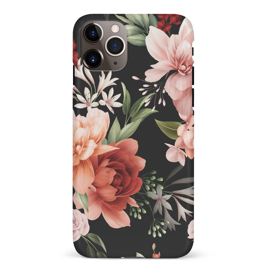 iPhone 11 Pro Max peonies one phone case in black