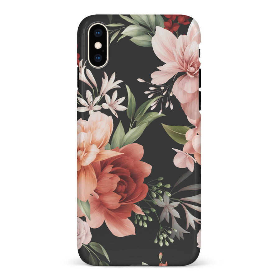 iPhone XS Max peonies one phone case in black