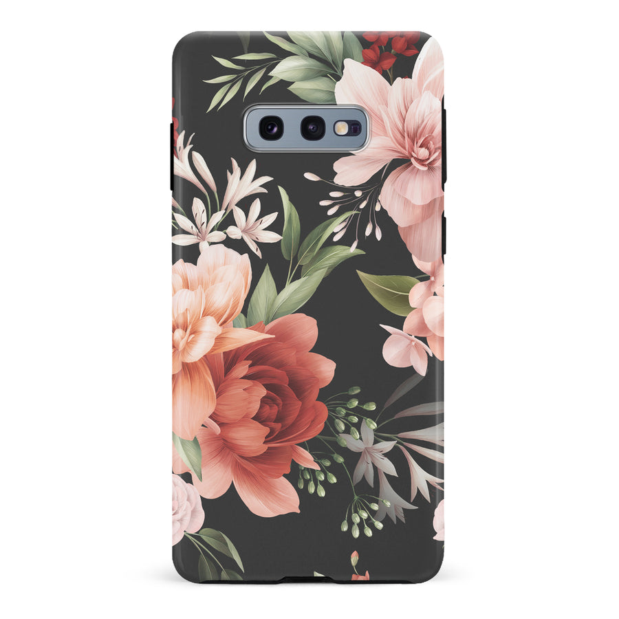 Samsung Galaxy S10e peonies one phone case in black