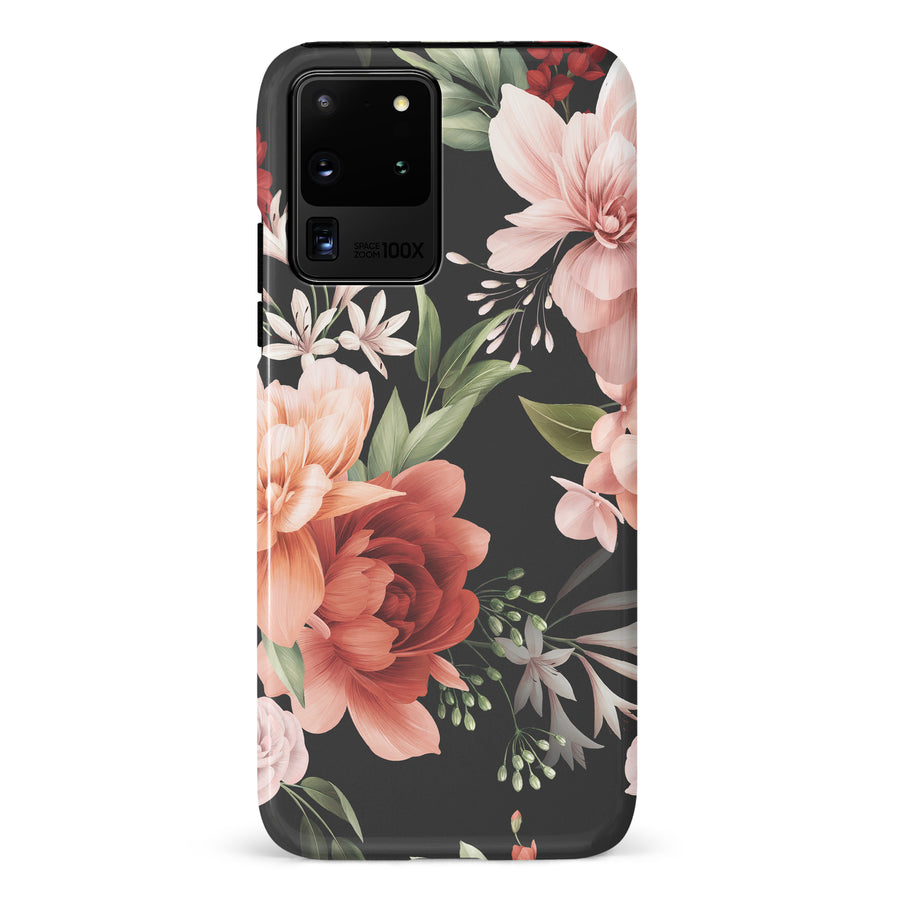 Samsung Galaxy S20 Ultra peonies one phone case in black