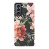Samsung Galaxy S22 peonies one phone case in black