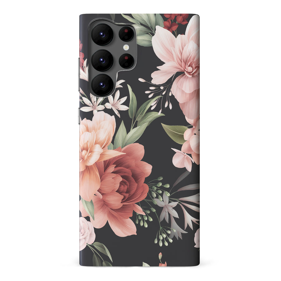 Samsung Galaxy S22 Ultra peonies one phone case in black