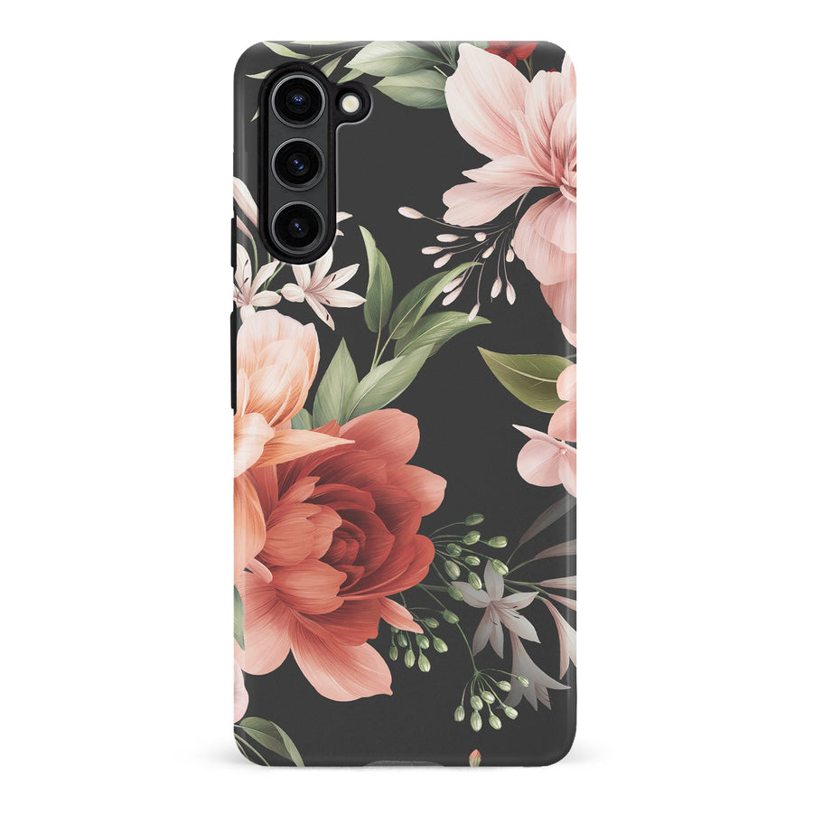 Samsung S23 Plus Peonies One Floral Phone Case - Black