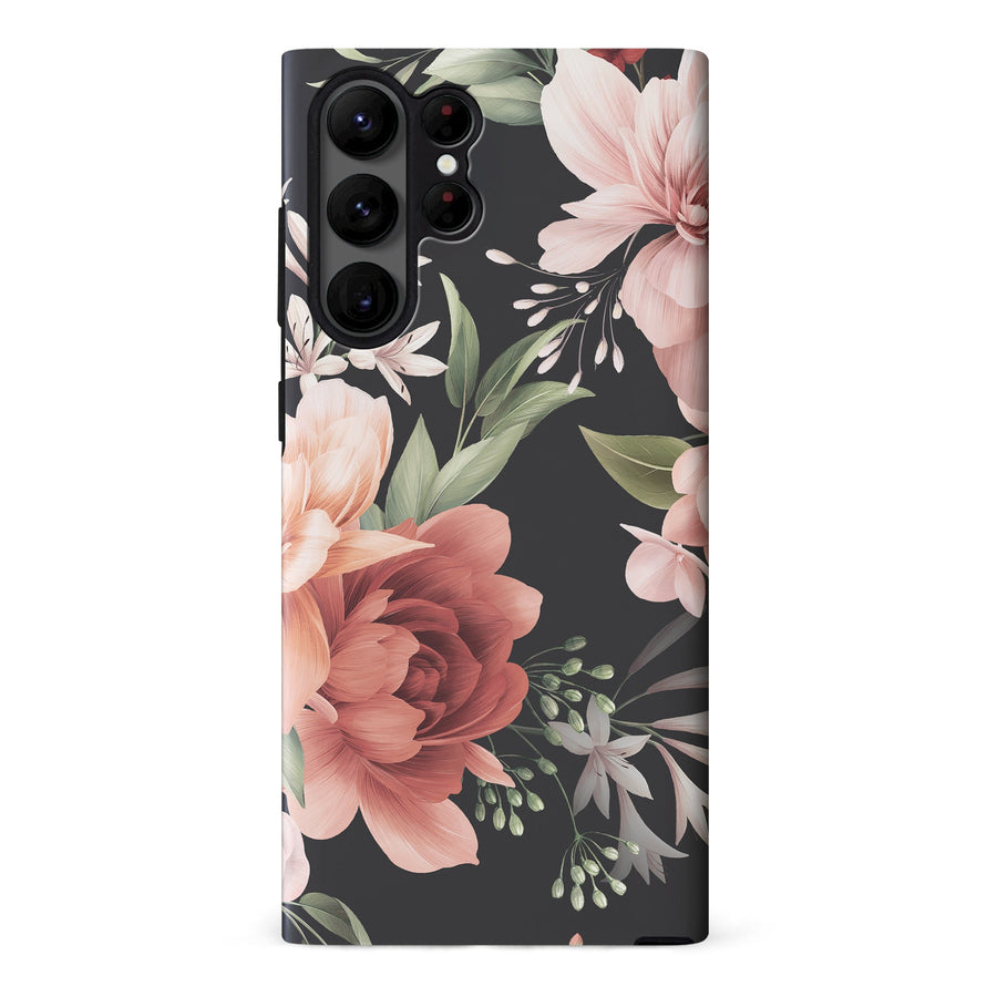 Samsung S23 Ultra Peonies One Floral Phone Case - Black