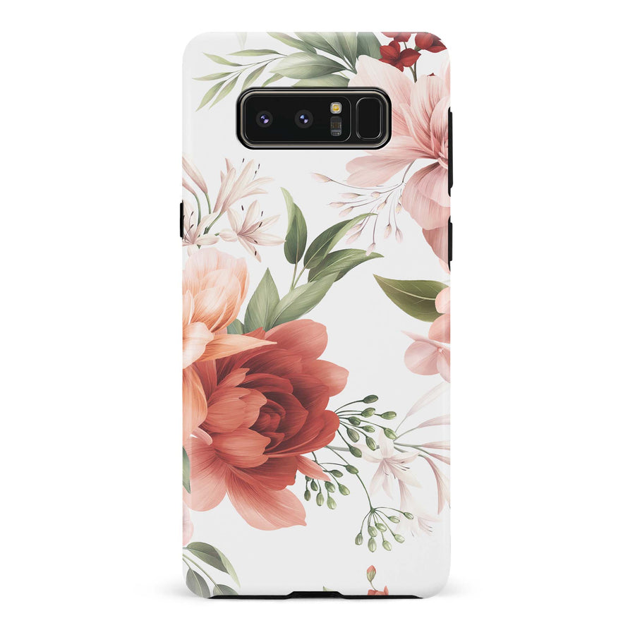 Samsung Note 8 Peonies Floral Phone Case - White