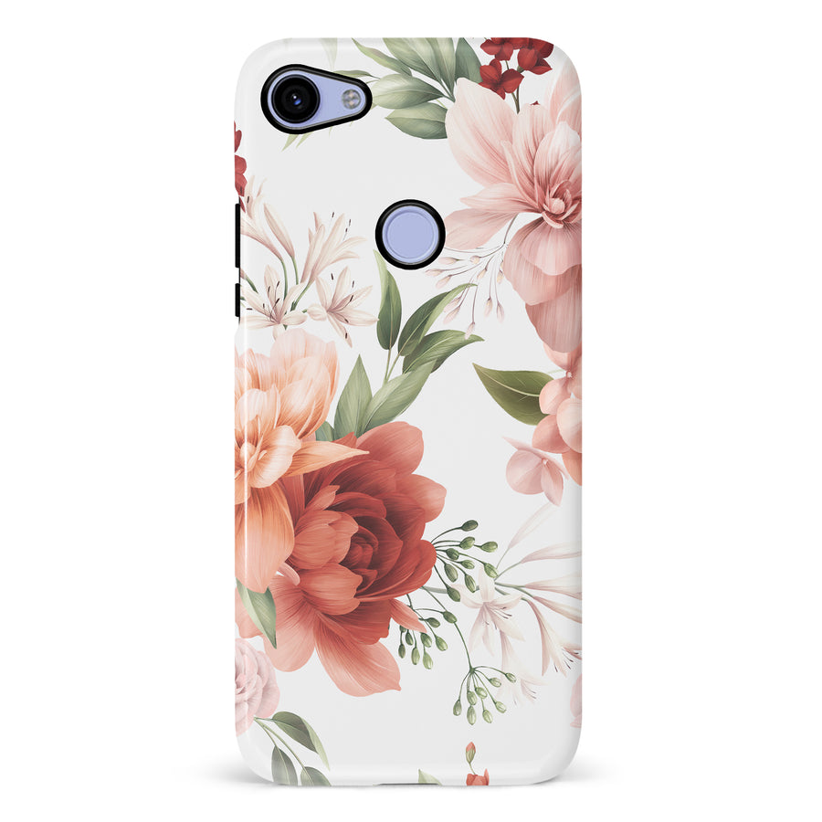 Google Pixel 3A XL peonies one phone case in white