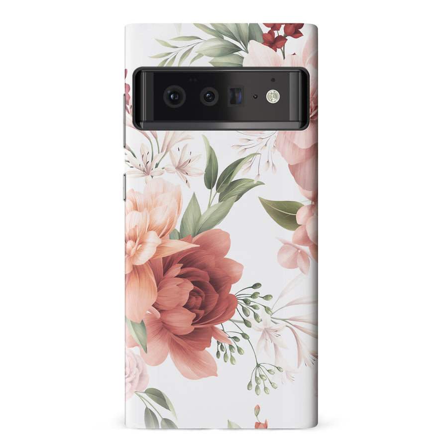 Google Pixel 6 Pro peonies one phone case in white