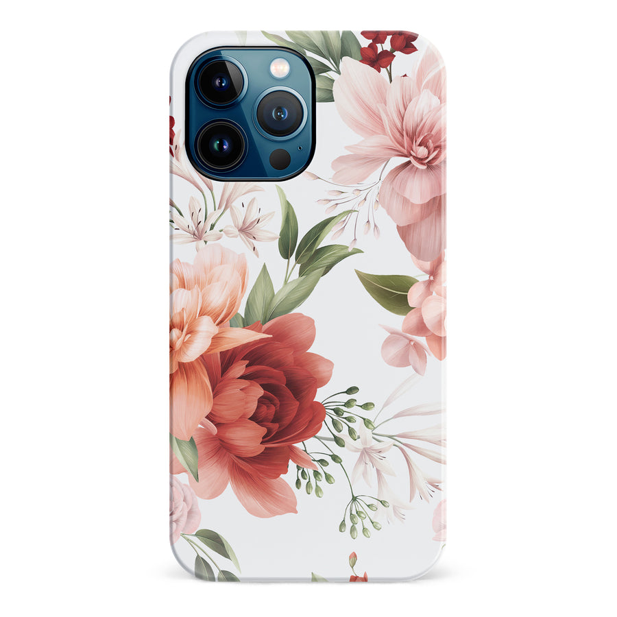 iPhone 12 Pro Max peonies one phone case in white