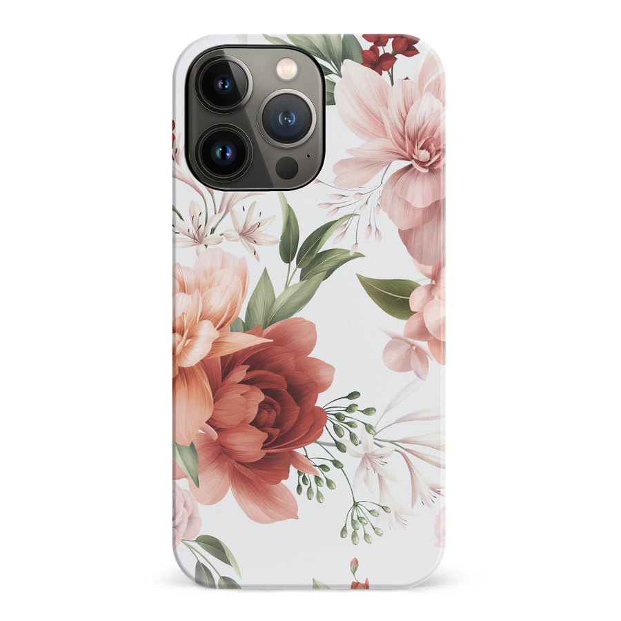iPhone 14 Pro peonies one phone case in white