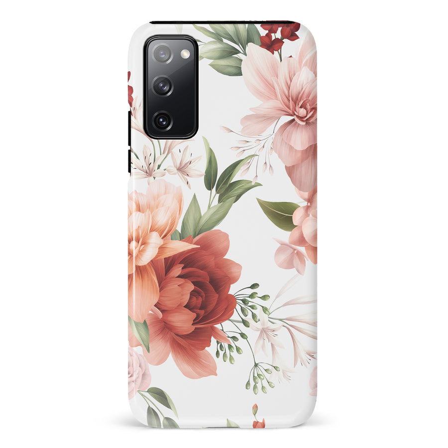 Samsung Galaxy S20 FE peonies one phone case in white
