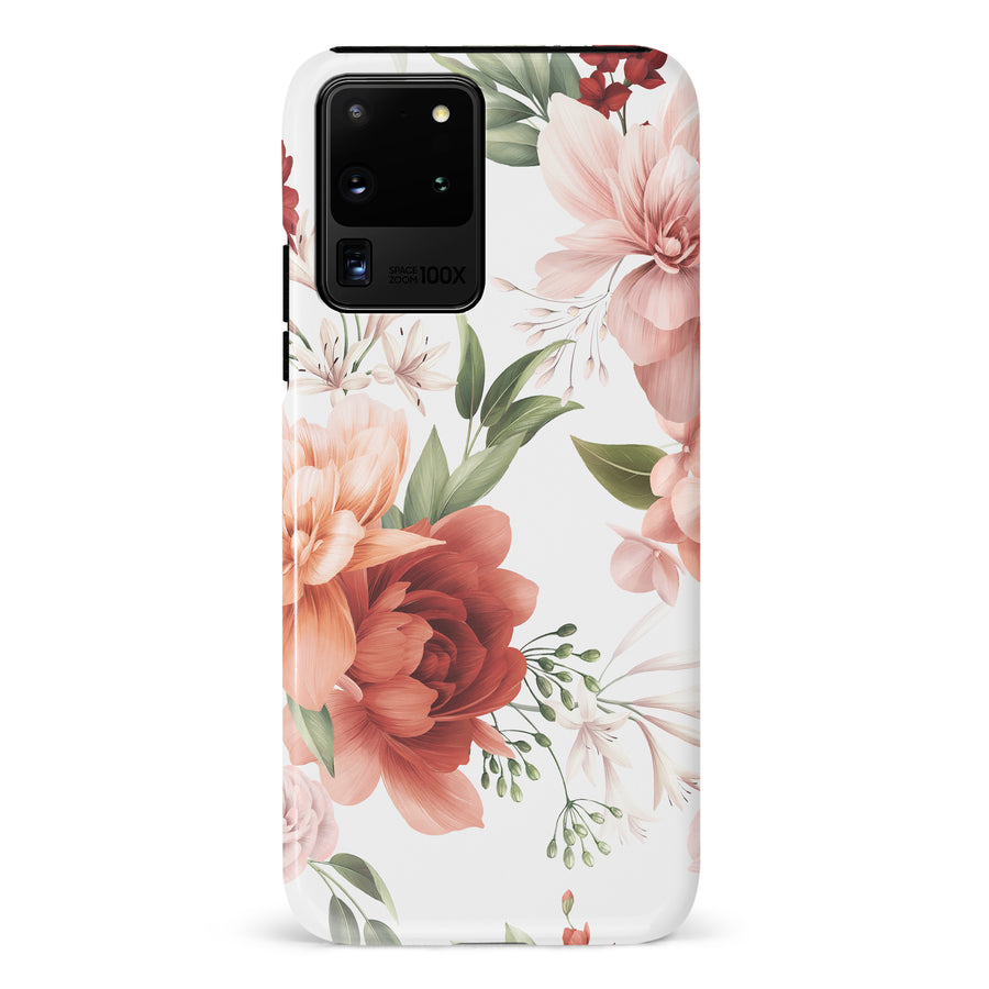Samsung Galaxy S20 Ultra peonies one phone case in white