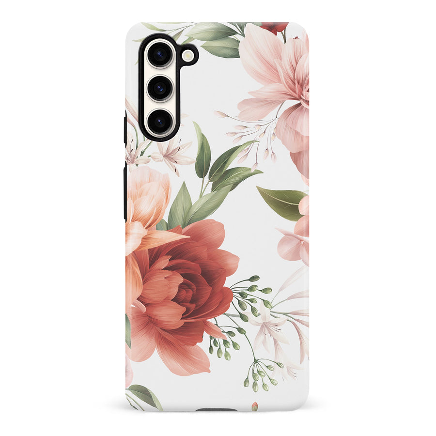 Samsung S23 Peonies One Floral Phone Case - White
