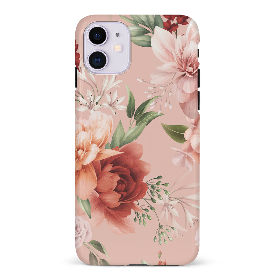 iPhone 11 peonies one phone case in pink