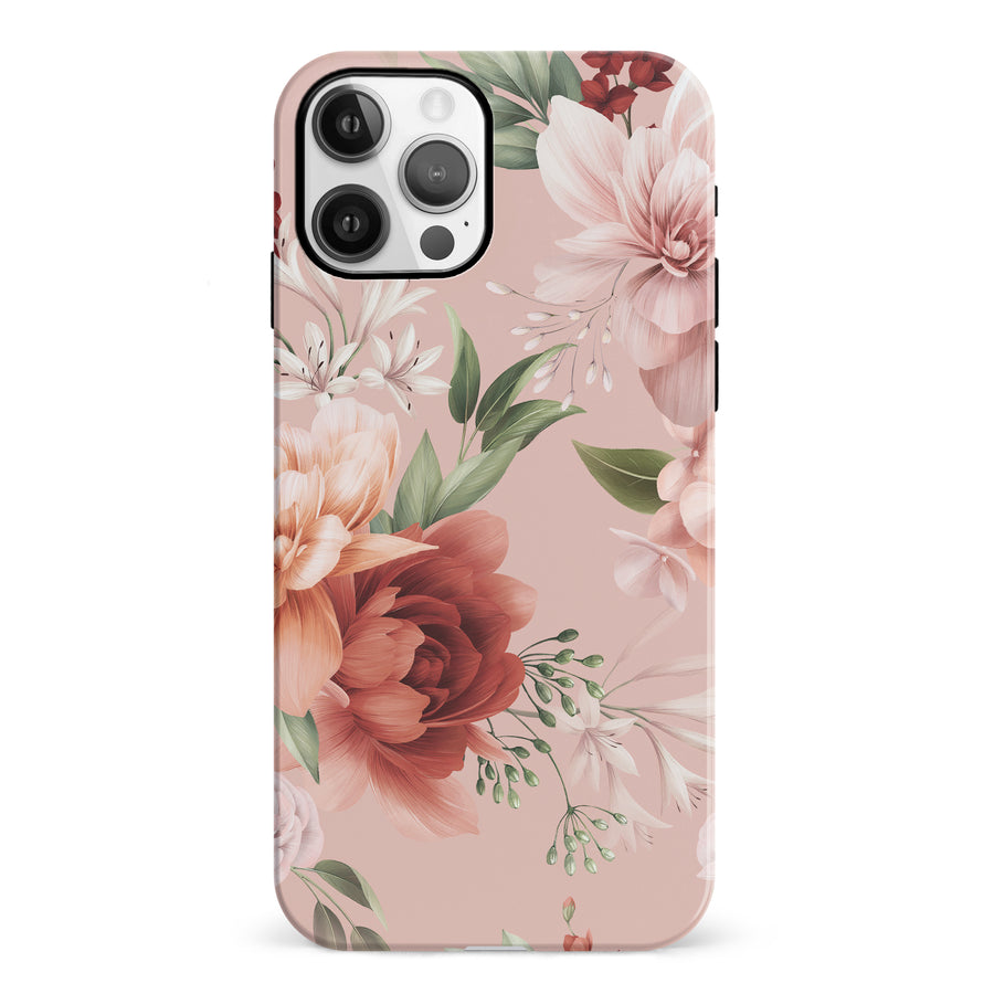 iPhone 12 peonies one phone case in pink