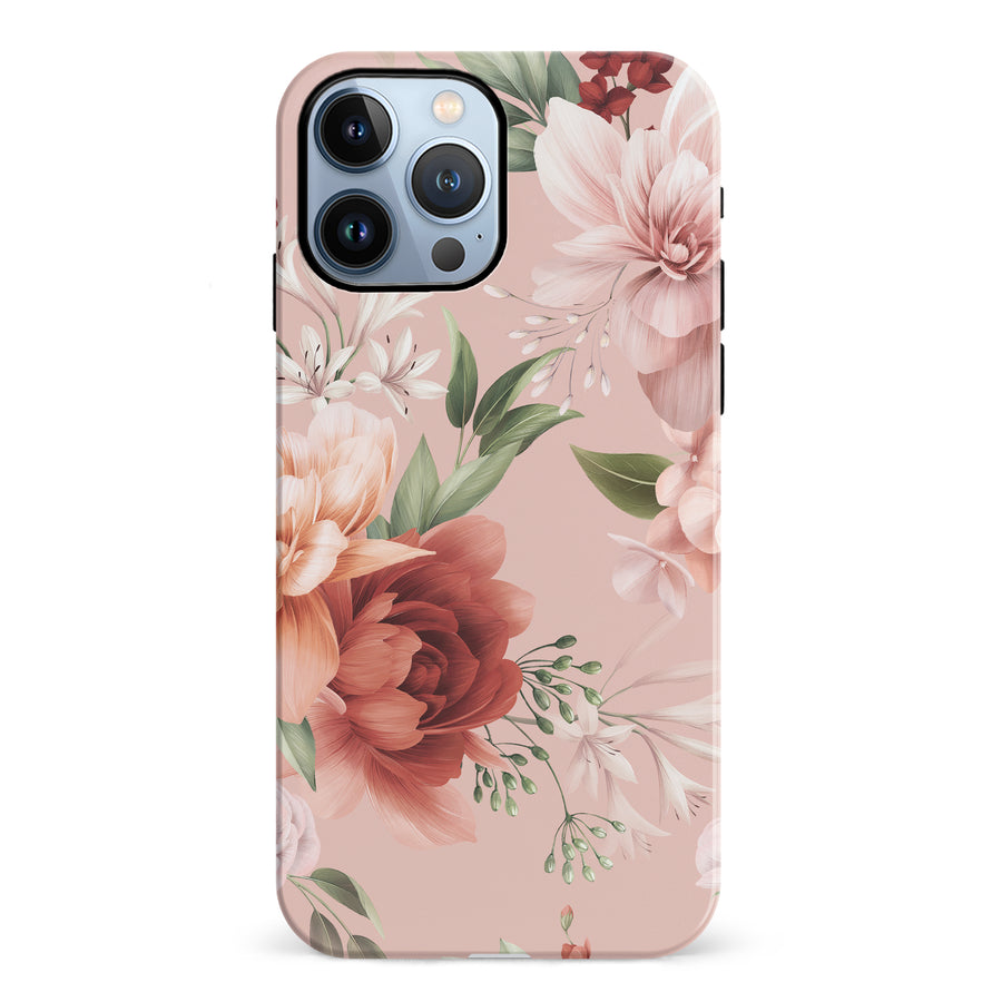 iPhone 12 Pro peonies one phone case in pink