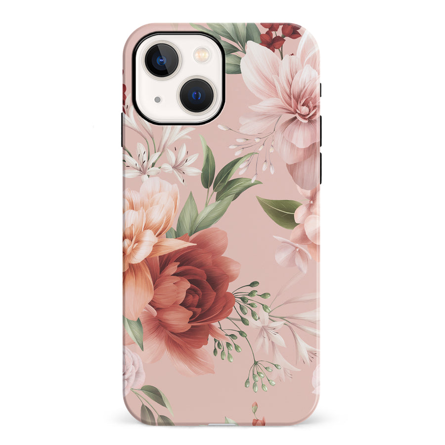 iPhone 13 & 13 Mini peonies one phone case in pink