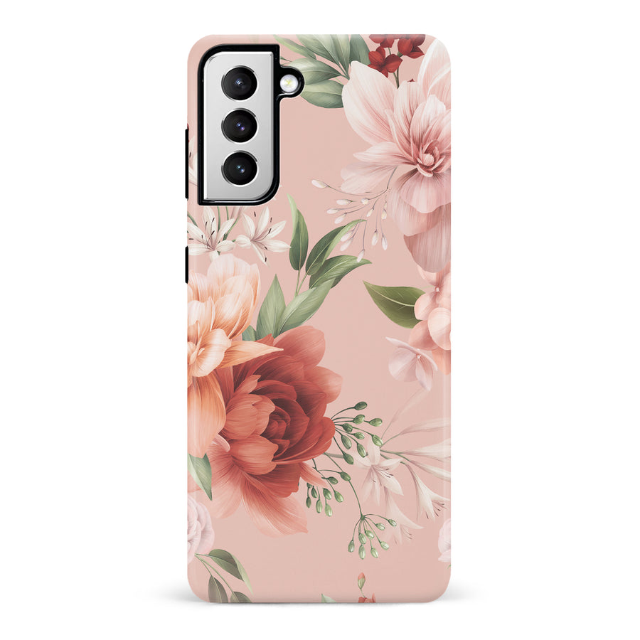 Samsung Galaxy S21 peonies one phone case in pink