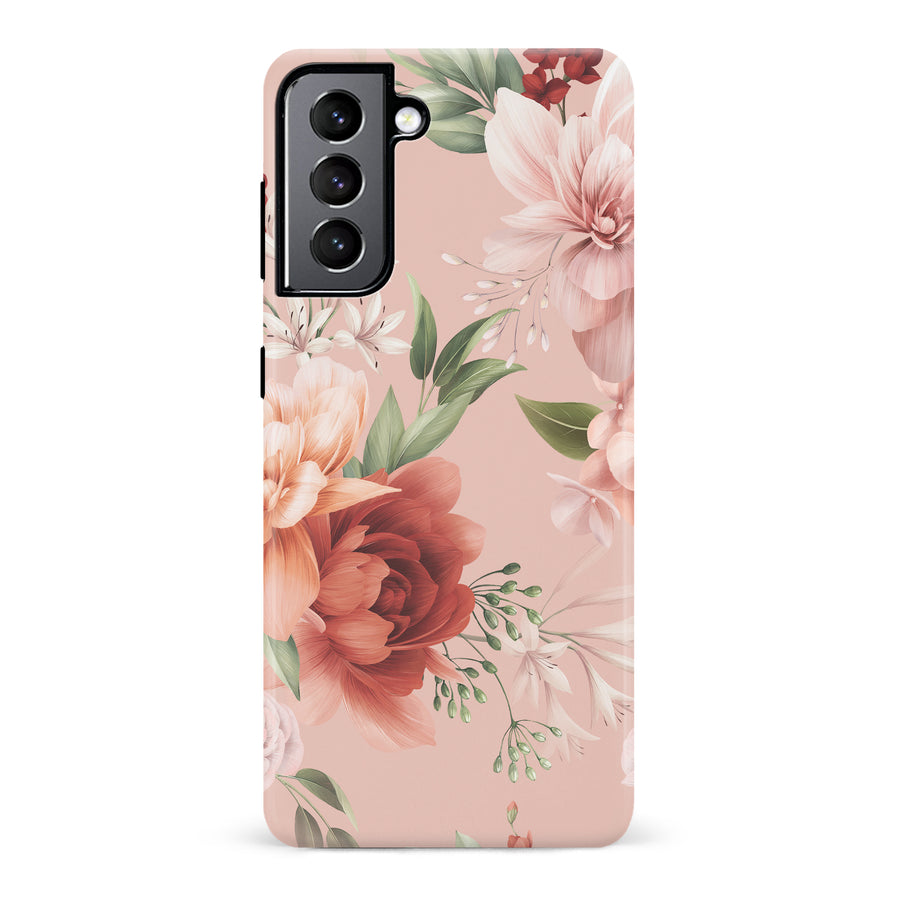 Samsung Galaxy S22 peonies one phone case in pink