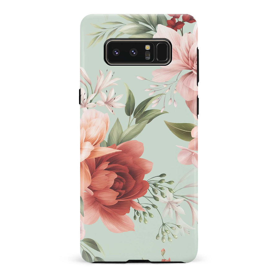 Samsung Galaxy Note 8 peonies one phone case in green
