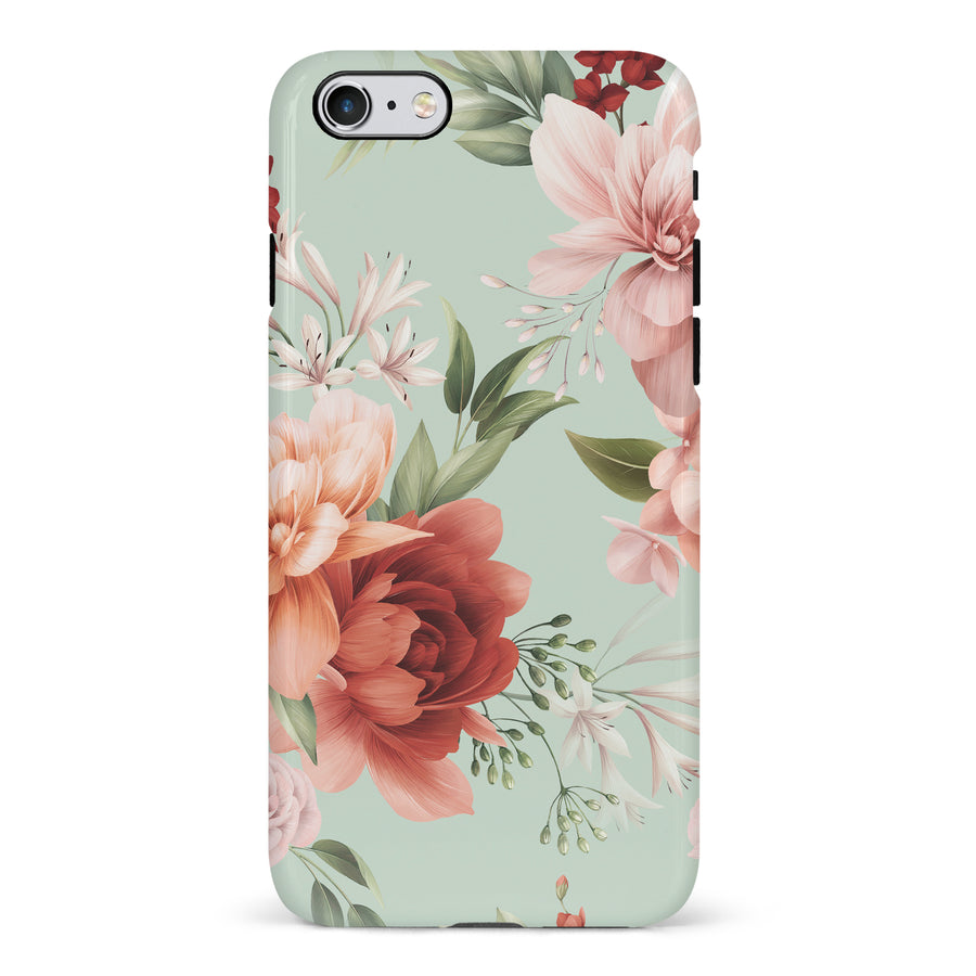 iPhone 6S Plus peonies one phone case in green