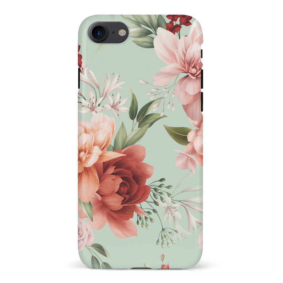iPhone 7/8/SE peonies one phone case in green
