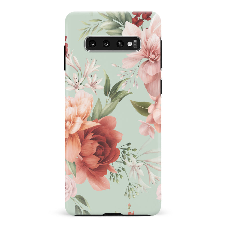 Samsung Galaxy S10 Plus peonies one phone case in green