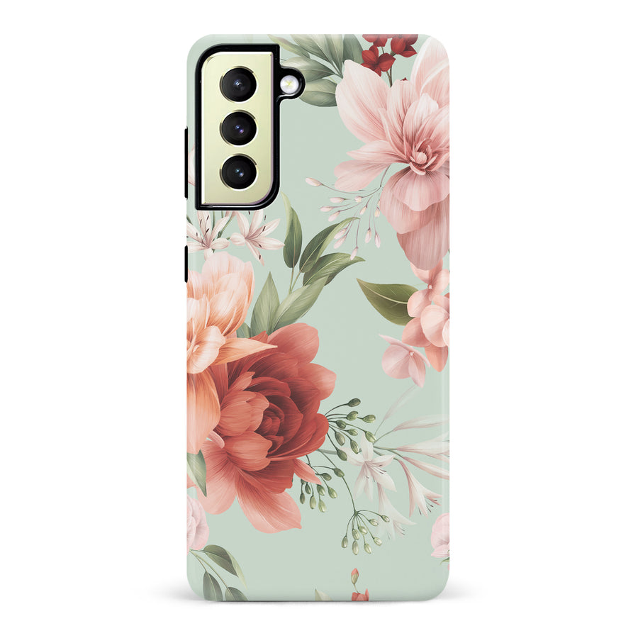 Samsung Galaxy S22 Plus peonies one phone case in green