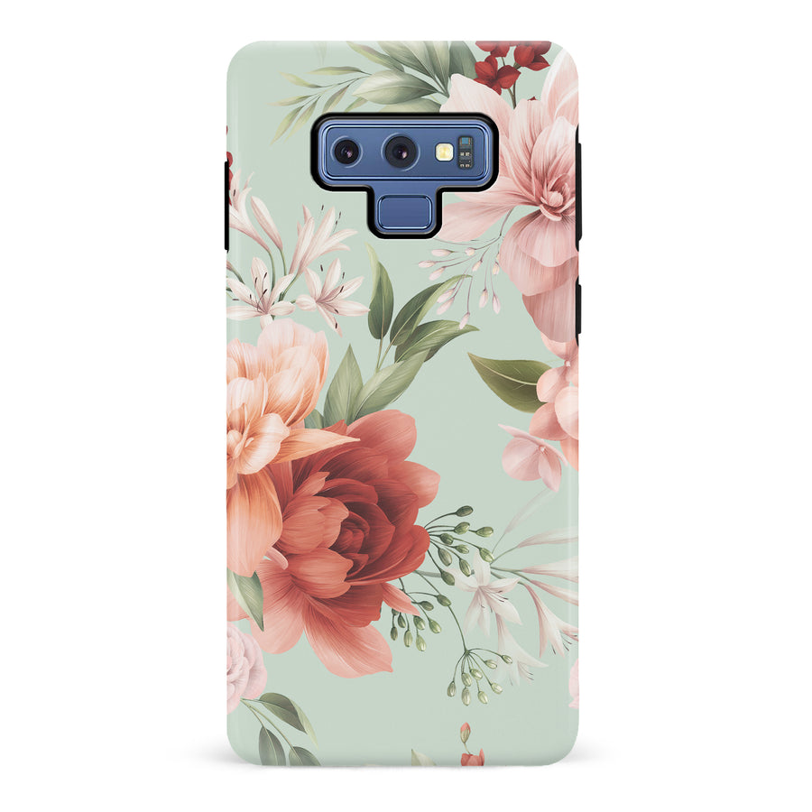 Samsung Galaxy Note 9 peonies one phone case in green