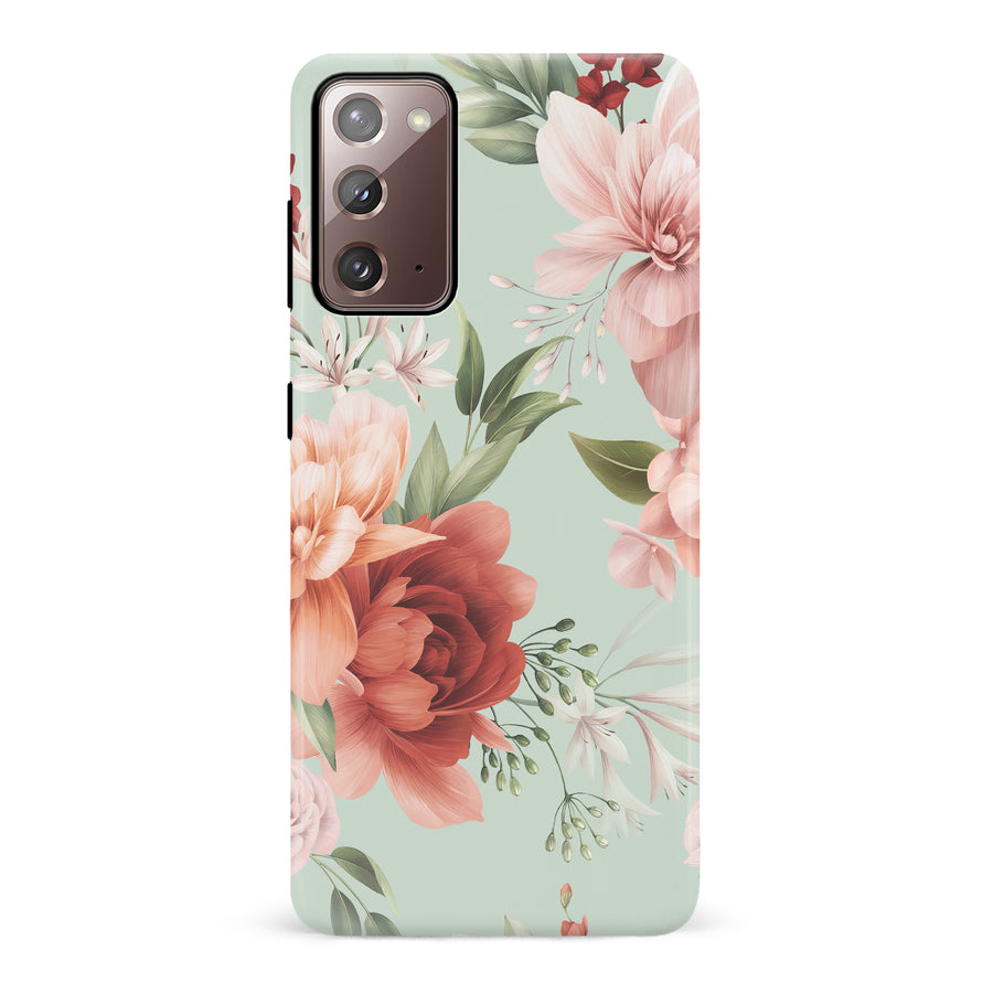 Samsung Galaxy Note 20 peonies one phone case in green