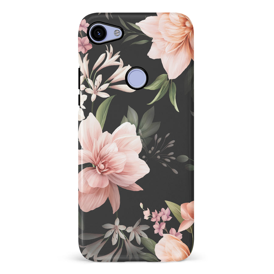 Google Pixel 3A XL Peonies Two Floral Phone Case in Black