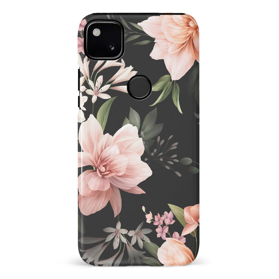 Google Pixel 4A Peonies Two Floral Phone Case in Black