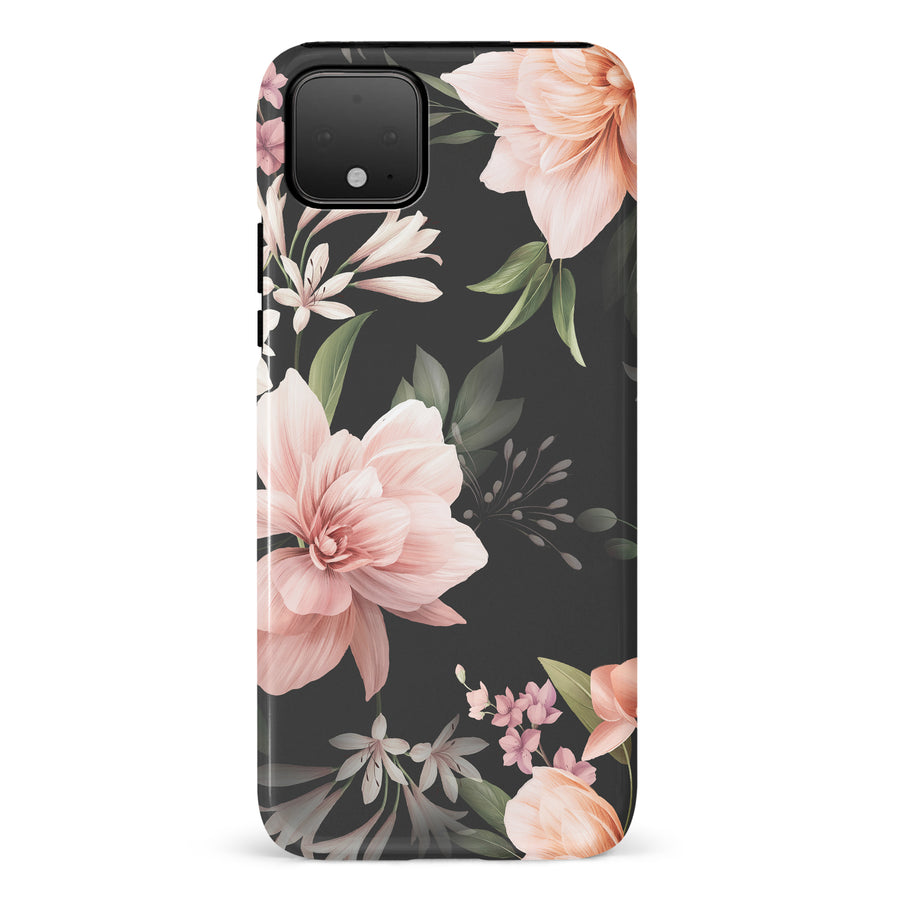 Google Pixel 4 XL Peonies Two Floral Phone Case in Black