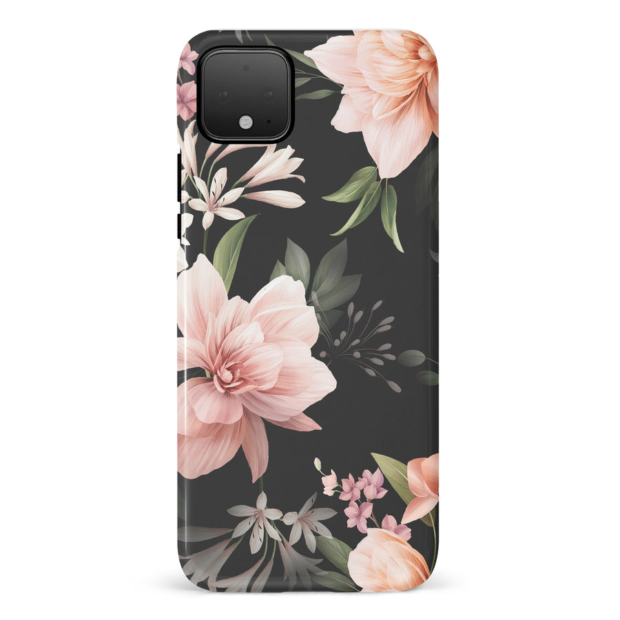 Google Pixel 4 Peonies Two Floral Phone Case in Black